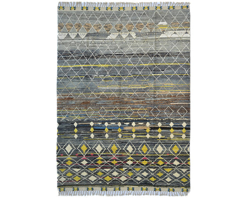 9x13 Moroccan Gray Hand Woven Wool Area Rug